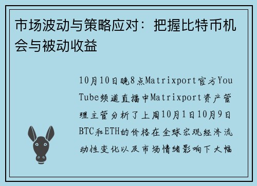 市场波动与策略应对：把握比特币机会与被动收益